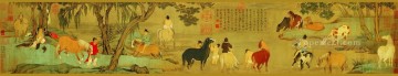  antique Oil Painting - Zhao mengfu horse bathing antique Chinese